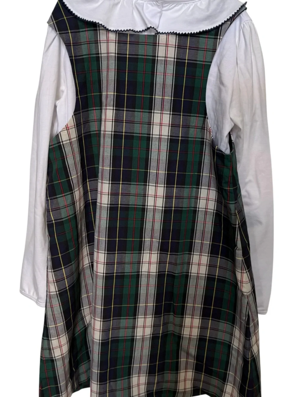 Back to School Beaufort Bonnet Girls Plaid Jumper Dress Ruffle Collar Sz 8